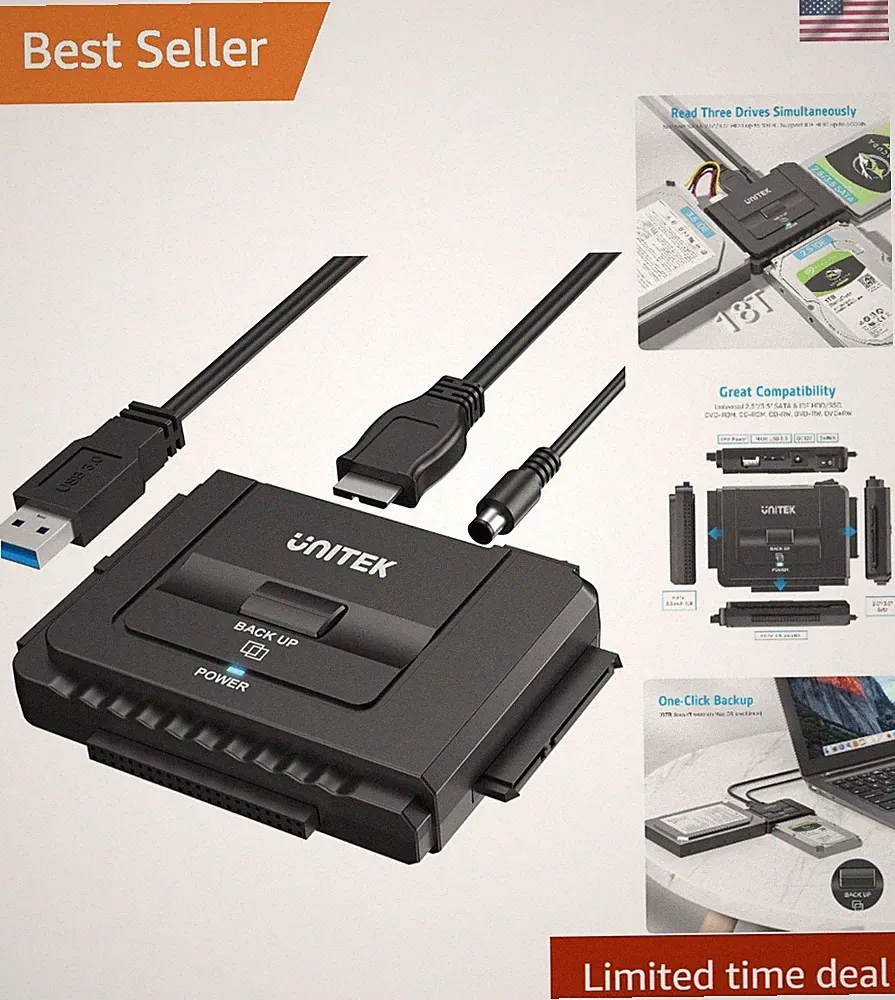 Universal USB 3.0 to IDE and SATA Hard Drive Adapter Kit with Backup